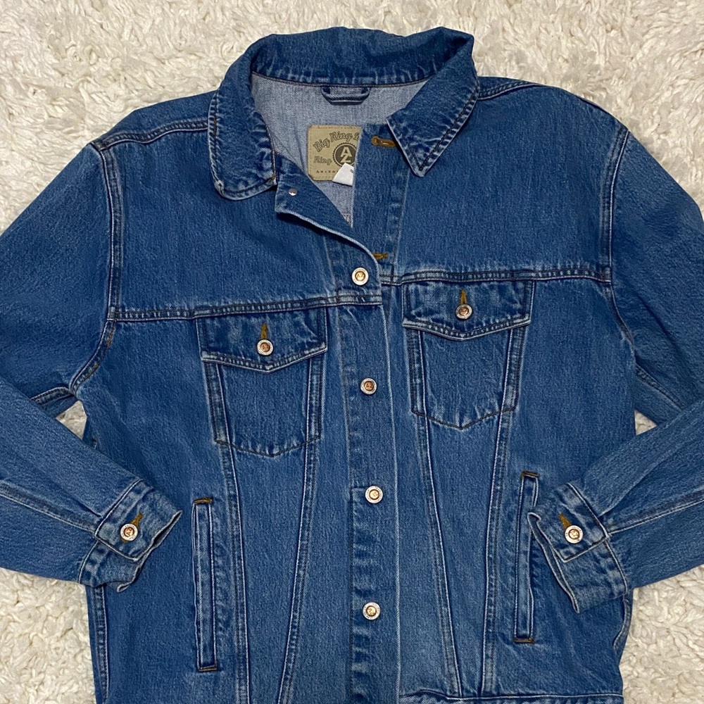 Arizona jean co big ring spun Denim Jacket Mens  size medium distressed trucker